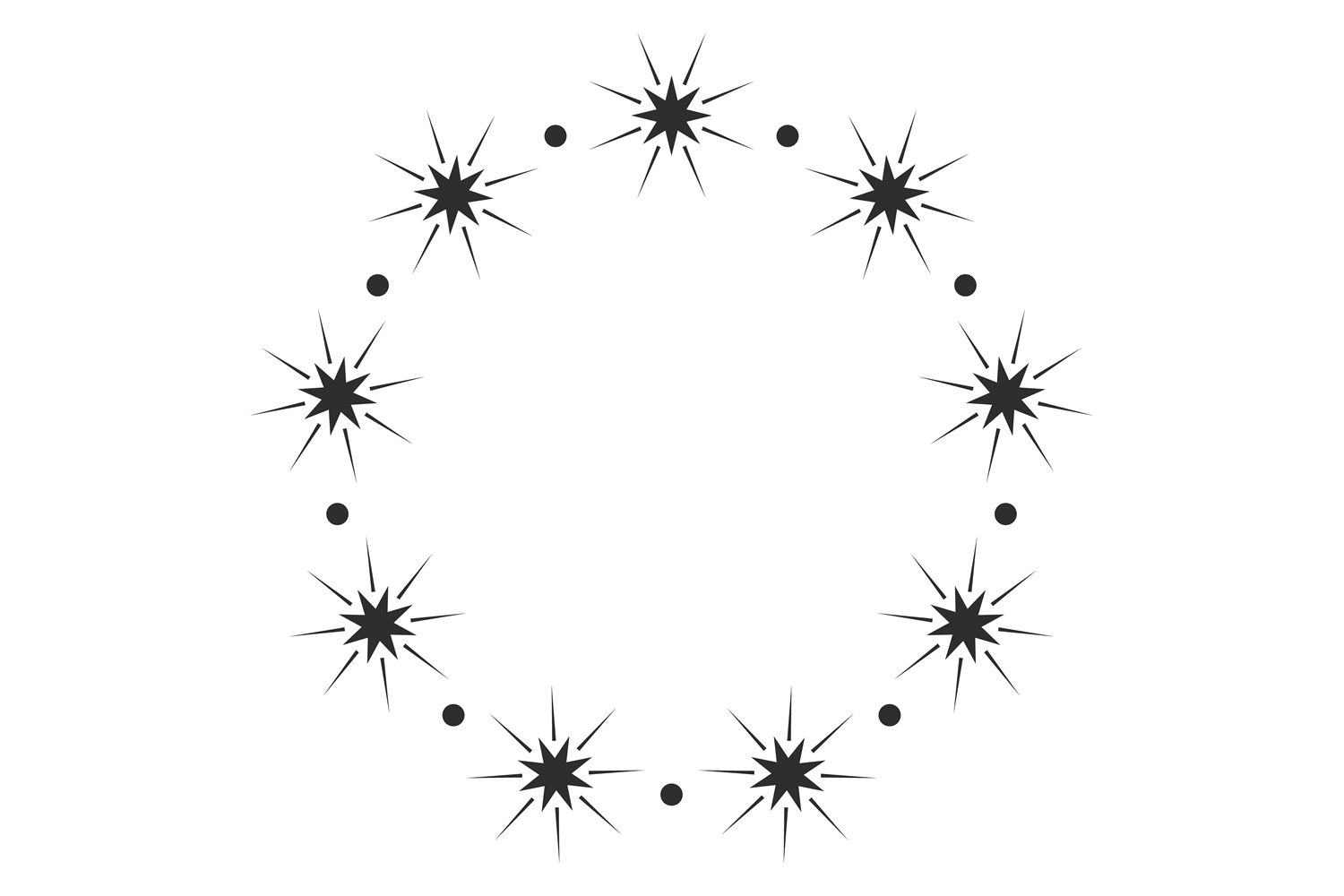 Radial Stardust Border. Black Shine Rays