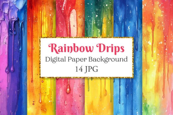 Rainbow Watercolor Drips Texture Background