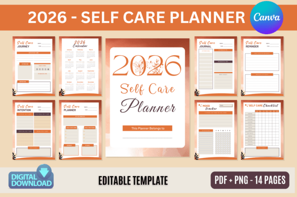 Self Care Planner 2026 - Canva Editable