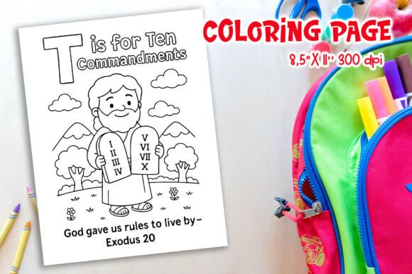 Christian Ten Commandments Coloring Page