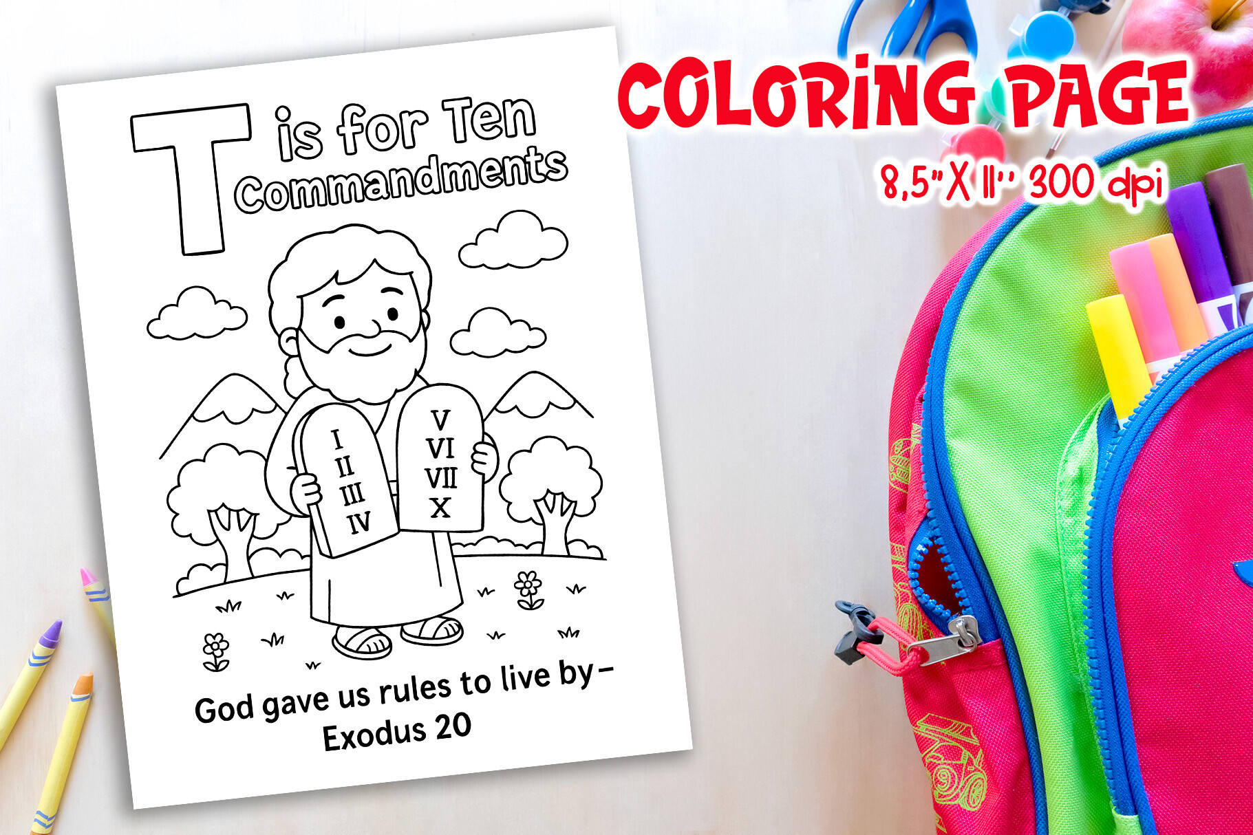 Christian Ten Commandments Coloring Page