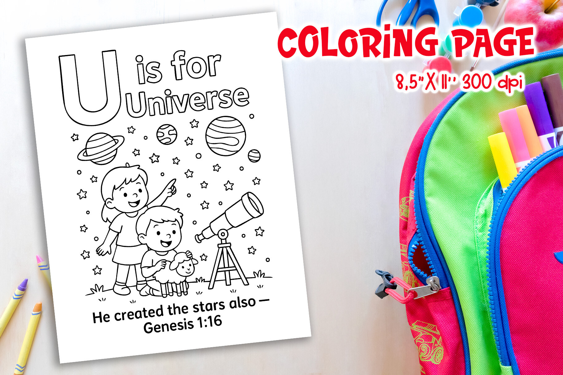 Christian Universe Coloring Page