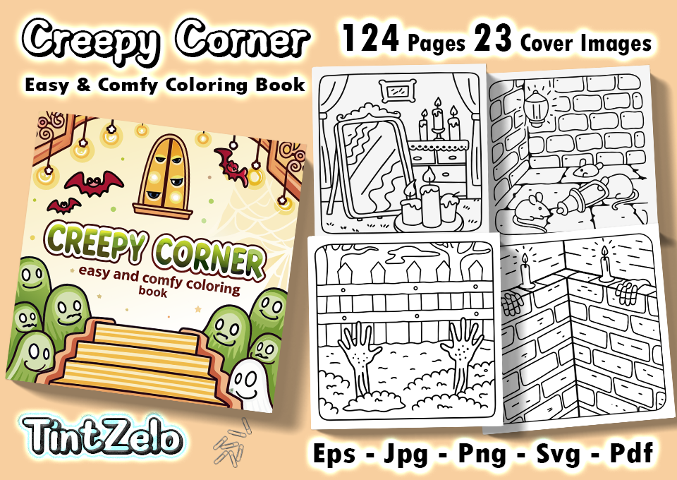 Creepy Corner Easy & Comfy Coloring Page