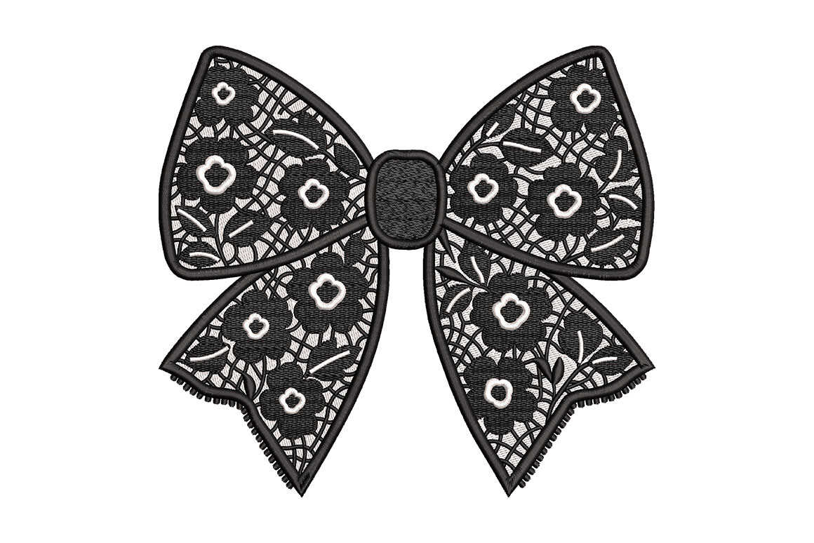 Floral Lace Bow Embroidery Design