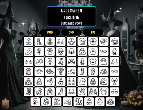 Halloween Fashion Font PNG with transparent background - Preview 4