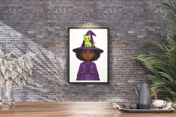 Halloween Whimsical Witch Girl with Lime