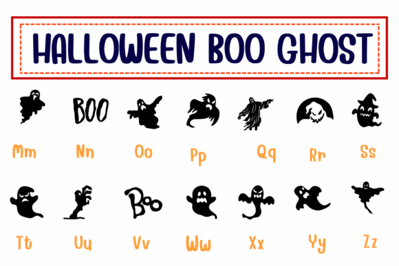 Halloween Boo Ghost Font PNG with transparent background - Preview 2