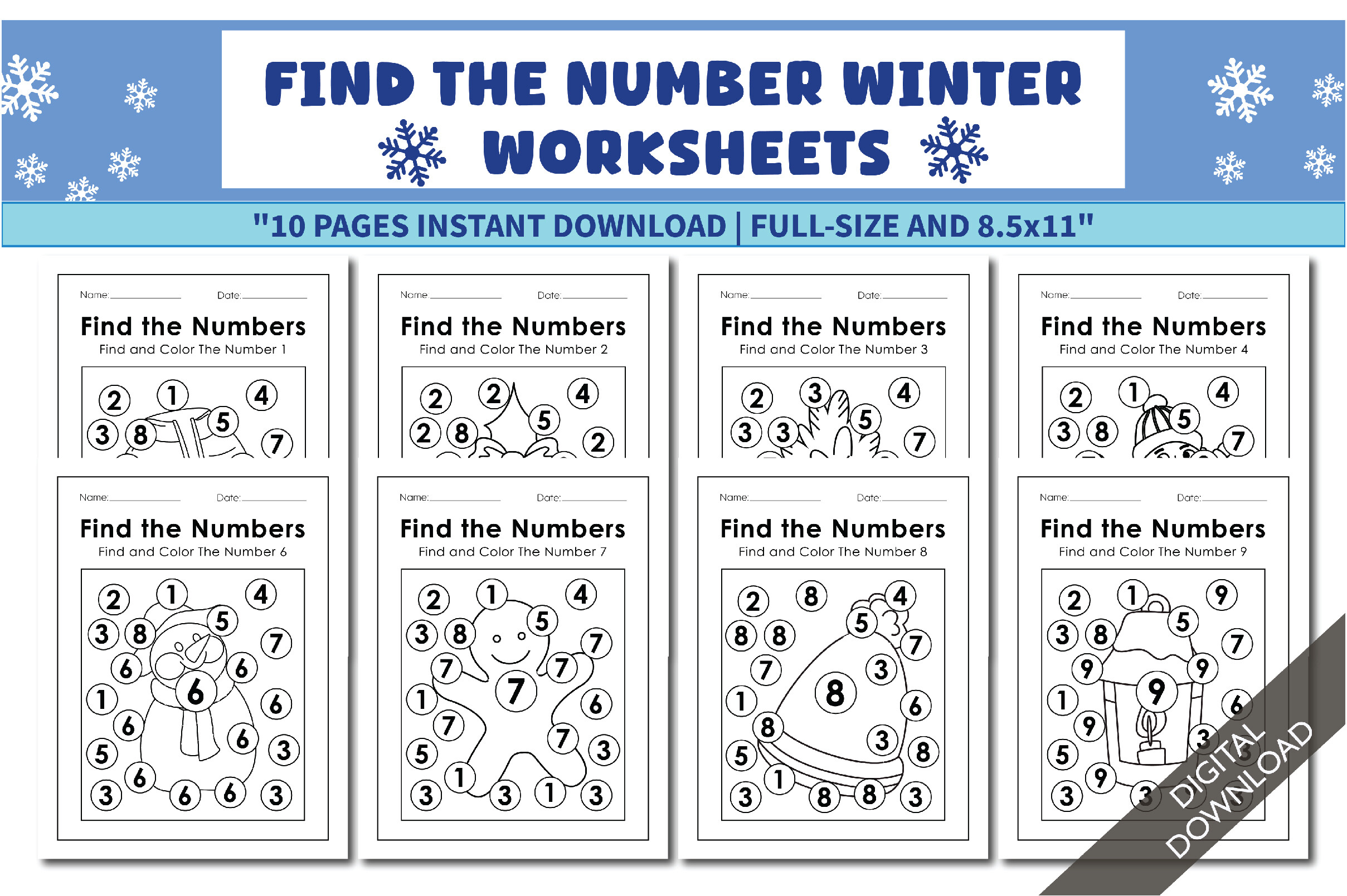 Number Winter Worksheets