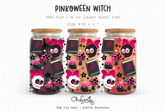 Pinkoween Witch Libbey Wrap UVDTF PNG