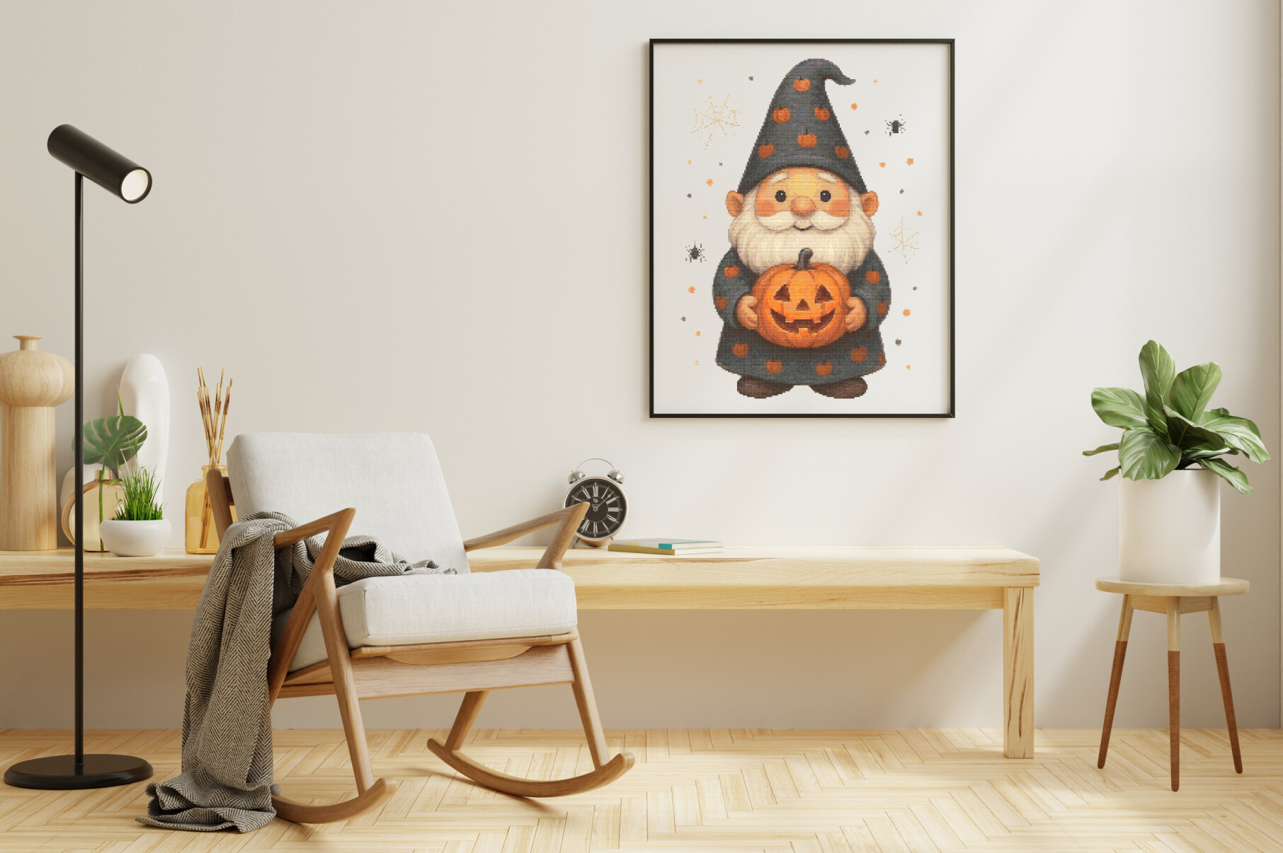 Pumpkin Gnome Halloween Cross Stitch Pat