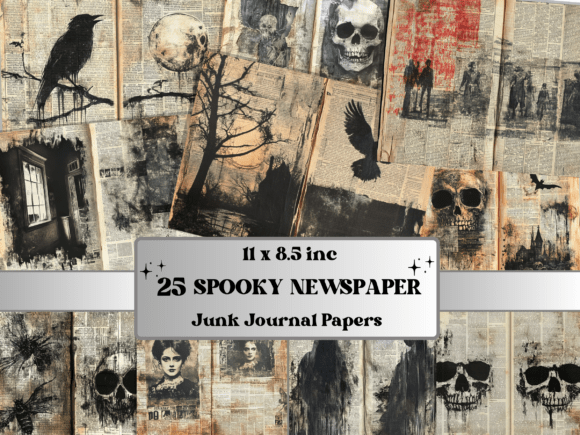 Spooky Newspaper Ephemera Gothic Kit