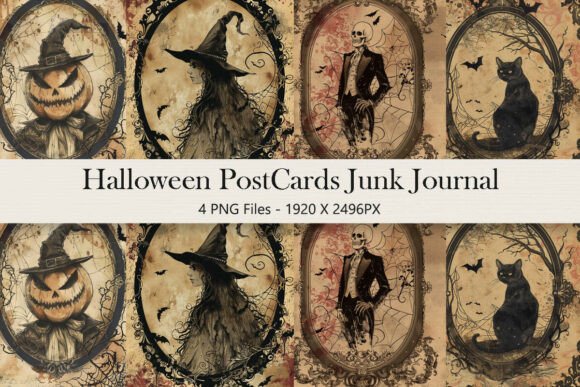 Vintage Halloween Postcard Clipart