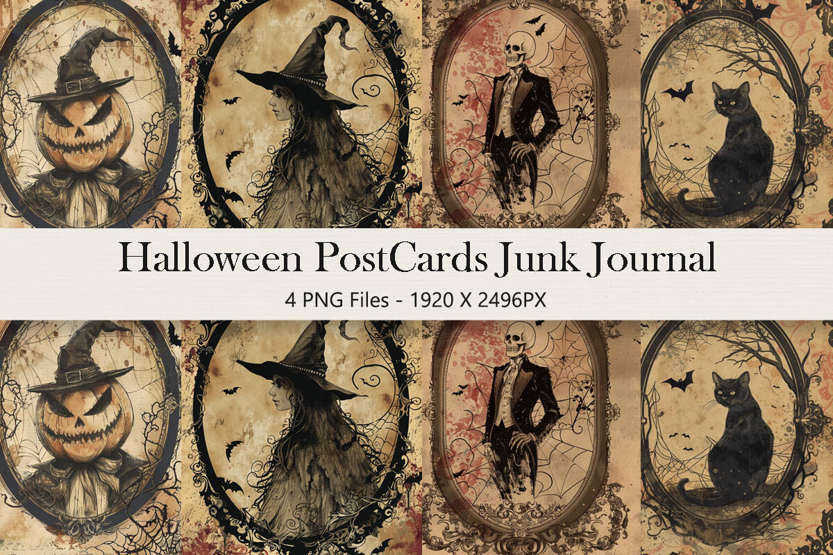 Vintage Halloween Postcard Clipart