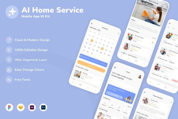 AI Home Service Mobile App UI Kit