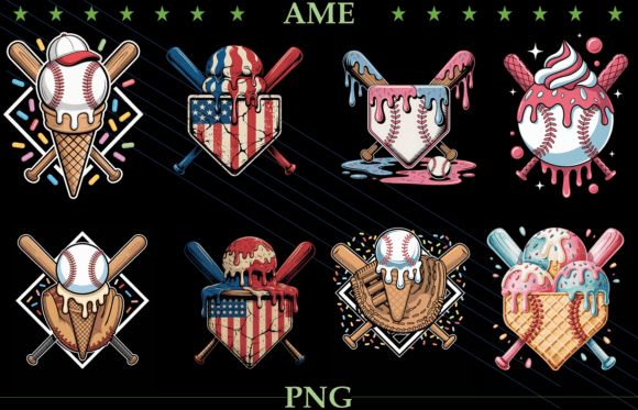 Baseball Ice Cream Png Bundle Funny Su Graphics