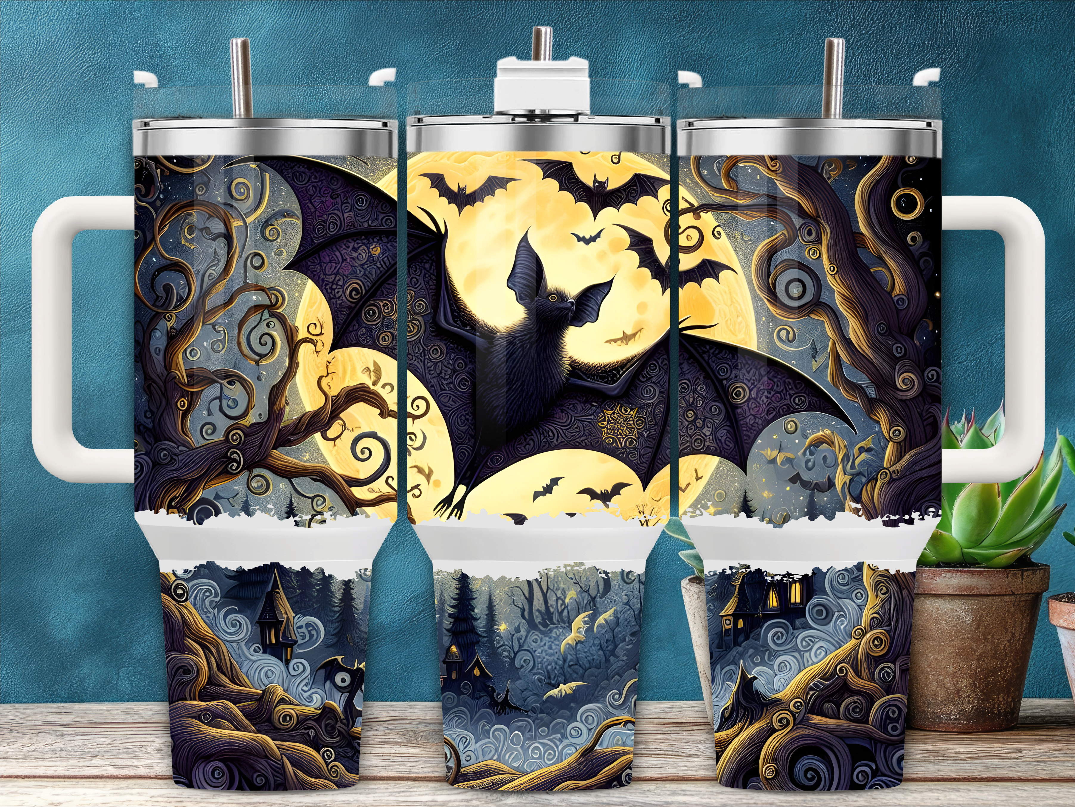 Bats Full Moon Halloween 40oz Tumbler