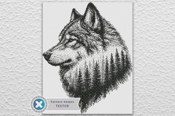Cross Stitch Pattern PDF Monochrome Wolf