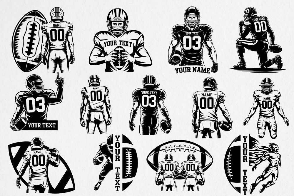 Custom Football Player SVG Bundle