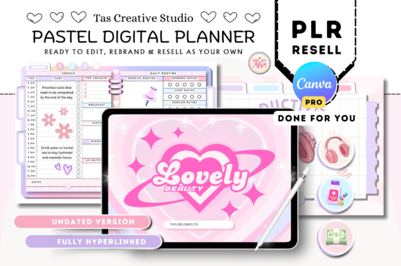 PLR Canva Pink Pastel Digital Planner