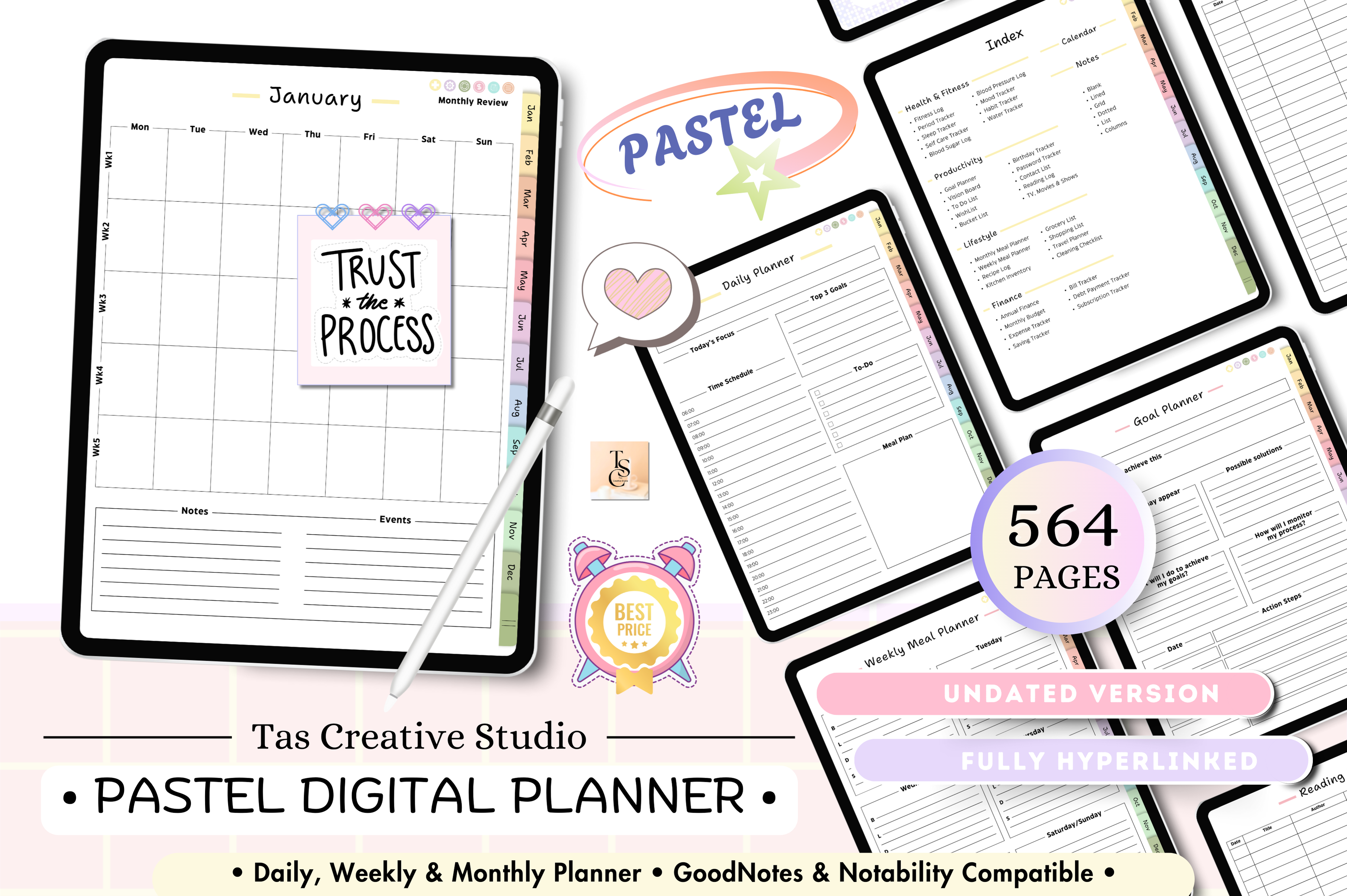 Pastel Life Digital Planner ( Portrait )