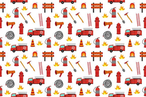 Seamless Firefighter Pattern Gráfico Patrones de Papel Por Winart Project