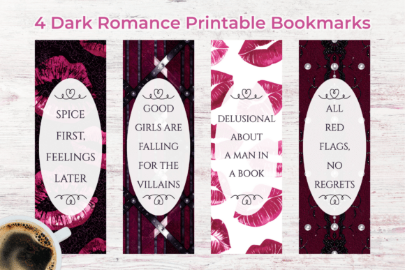 4 Smut Dark Romance Printable Bookmarks Graphic Illustrations By Anny Sketches