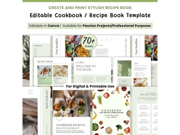 Cookbook Template Canva, Ebook Print