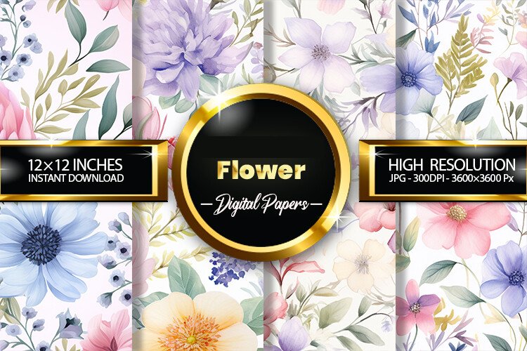 Flower Digital Papers Graphic by Hurairagraphics · Creative Fabrica