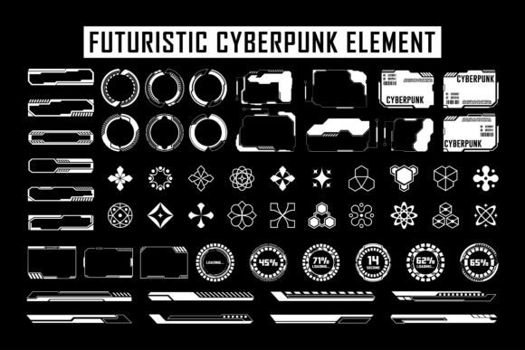 Futuristic Cyberpunk HUD Sci-Fi Pack Illustration Éléments Web Par Ozan ID