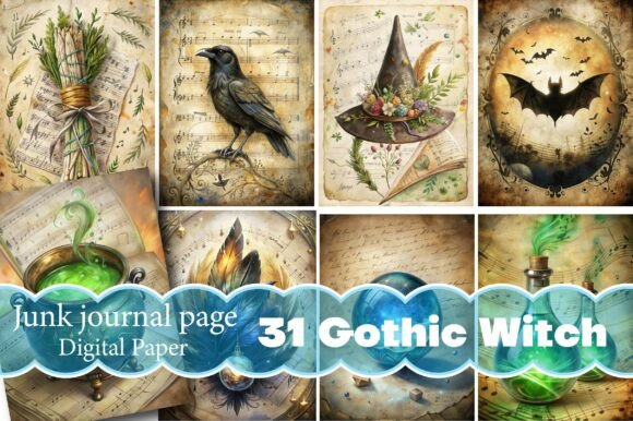 Gothic Witch Junk Journal Pages Graphic Backgrounds By Designstock