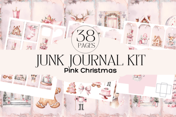 Junk Journal Kit Pastel Pink Christmas