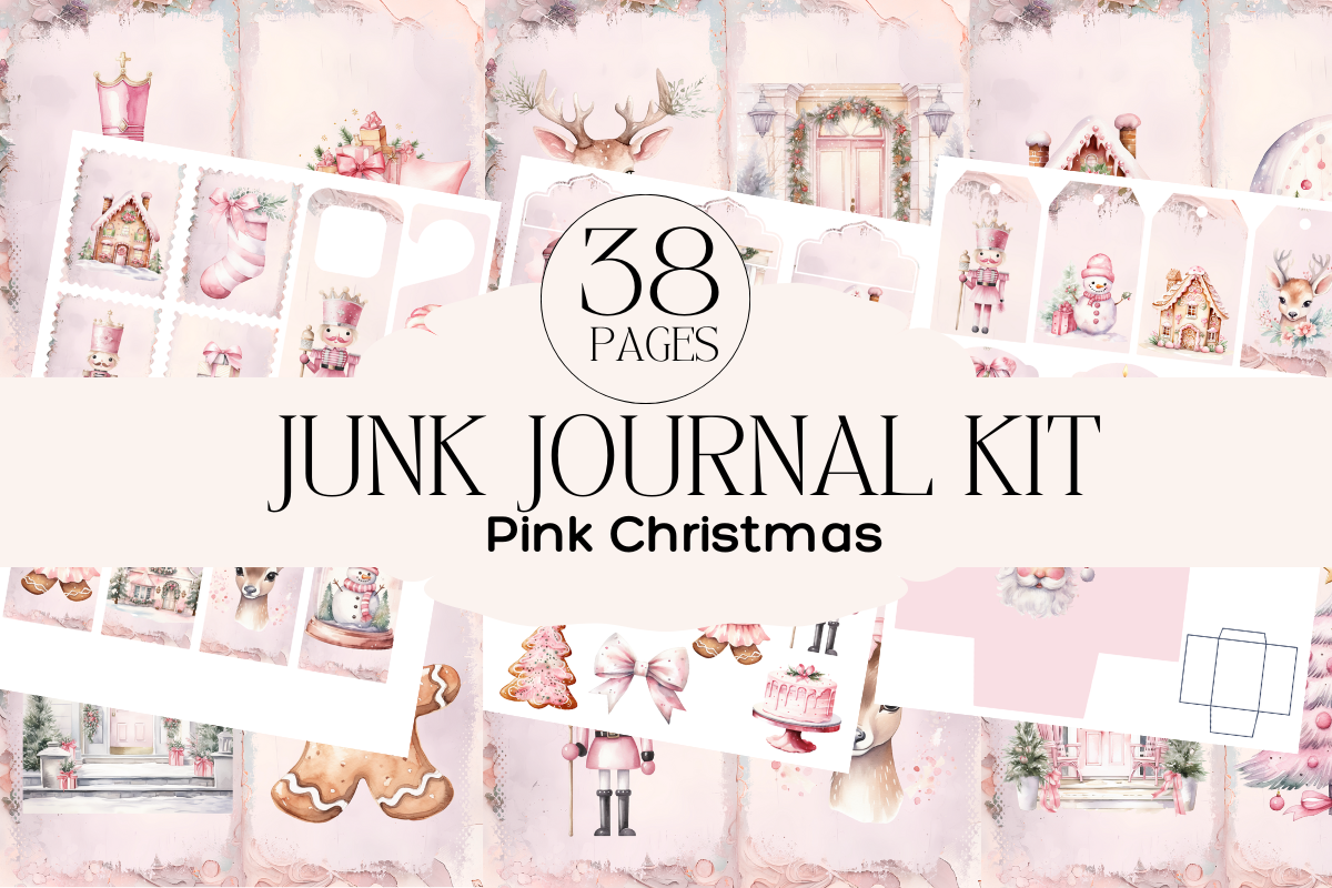Junk Journal Kit Pastel Pink Christmas