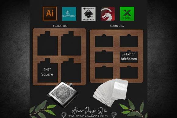 Laser Cut Flask & Card Jig SVG Bundle Laser Cutting By atacanwoodbox