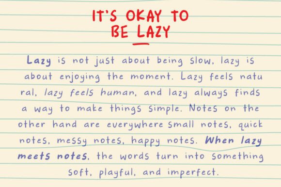 Lazy Notes Font PNG with transparent background - Preview 1