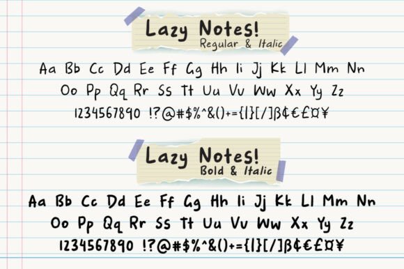 Lazy Notes Font PNG with transparent background - Preview 2