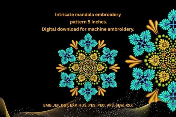 Mandala Machine Embroidery Design. 5"