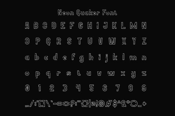 Neon Quaker Font PNG with transparent background - Preview 5