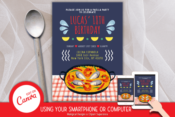 Paella Party Invitation Template 🥘