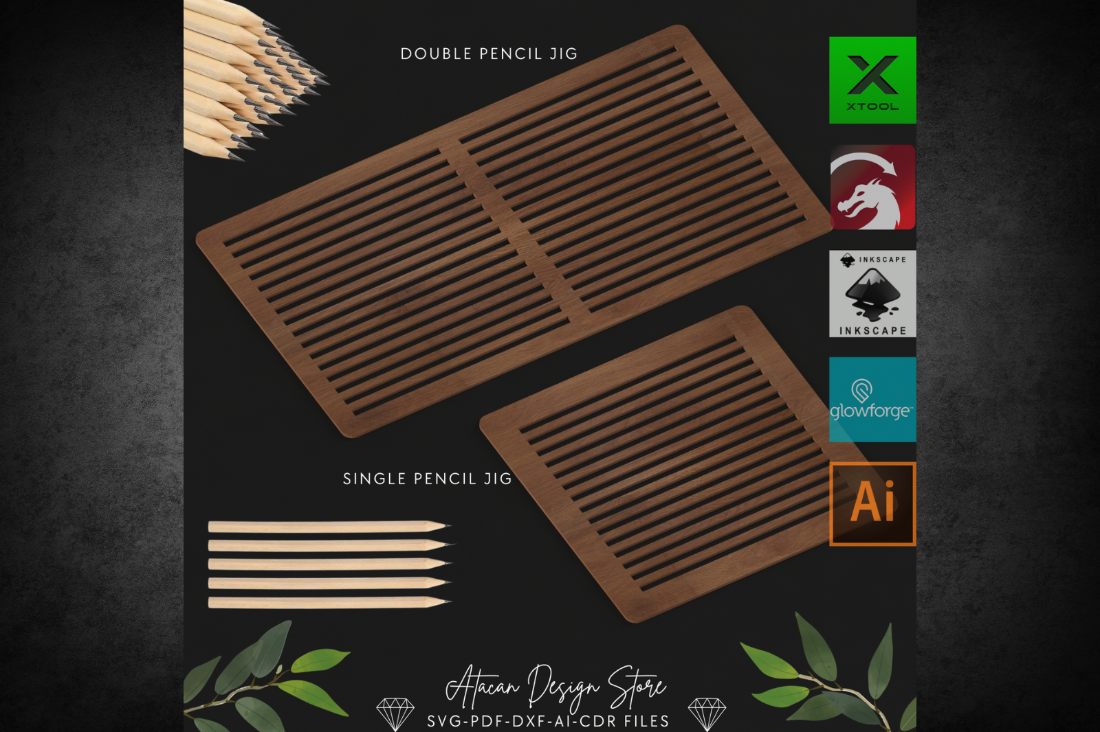Laser cut pencil holder with engraving