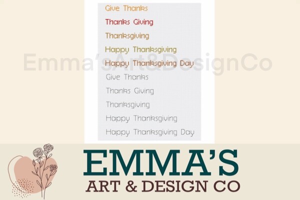 Thanksgiving Words Cross Stitch Pattern