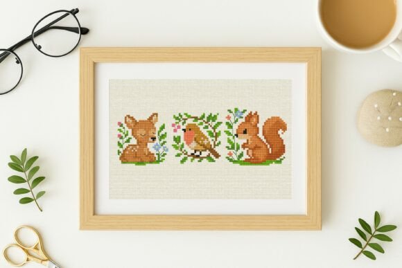Woodland Animals Cross Stitch Pattern