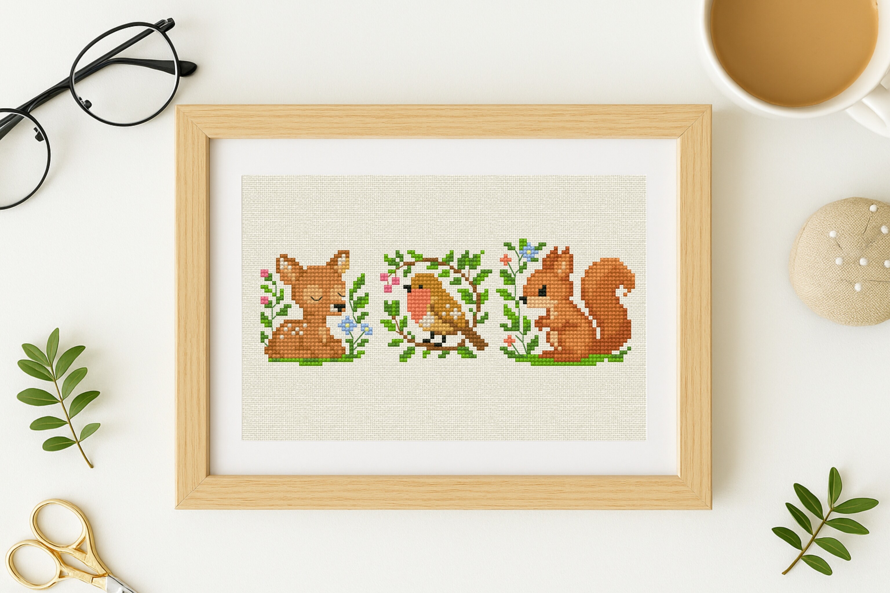 Woodland Animals Cross Stitch Pattern