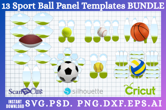 13pc Sport Ball Panel SVG Templates