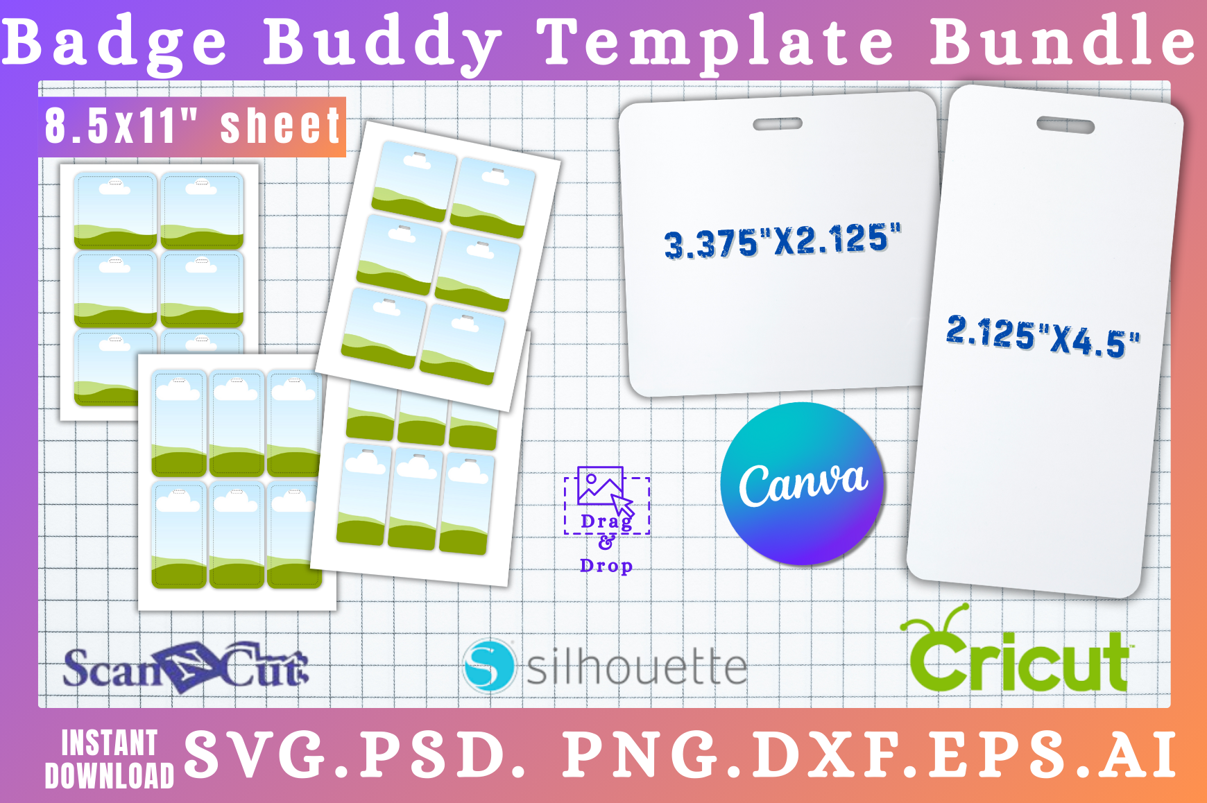 2pc Badge Buddy SVG Canva Templates Set
