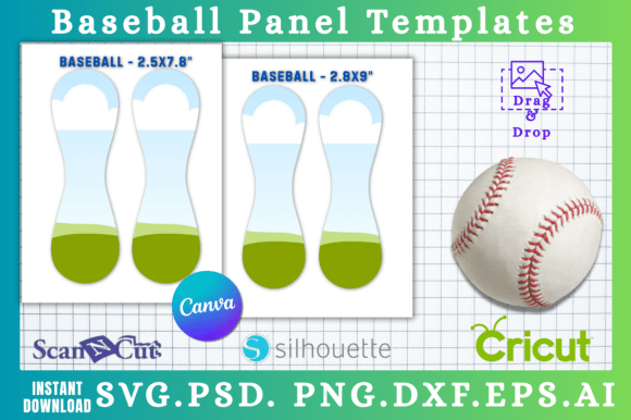 2pc Baseball Panels SVG Canva Templates