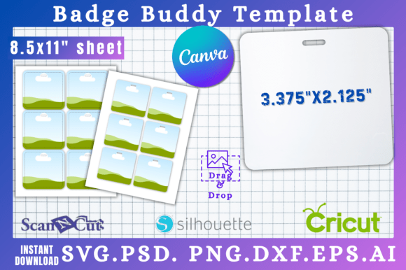3.375x3.125" Badge Buddy SVG Template