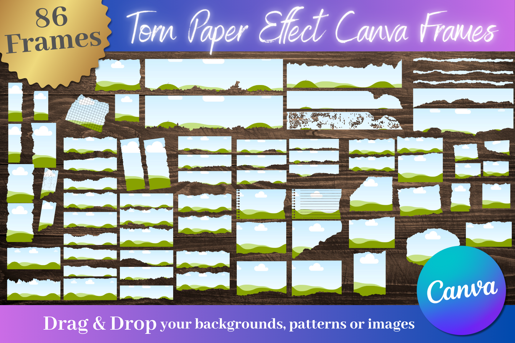 78 Torn Paper Effect Canva Frames