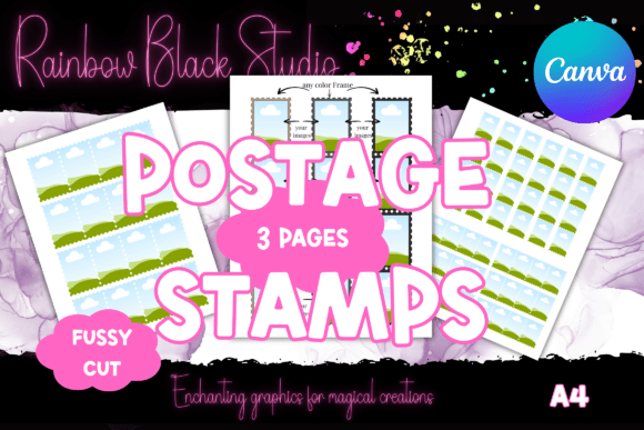 A4 Postage Stamp Frames for Canva