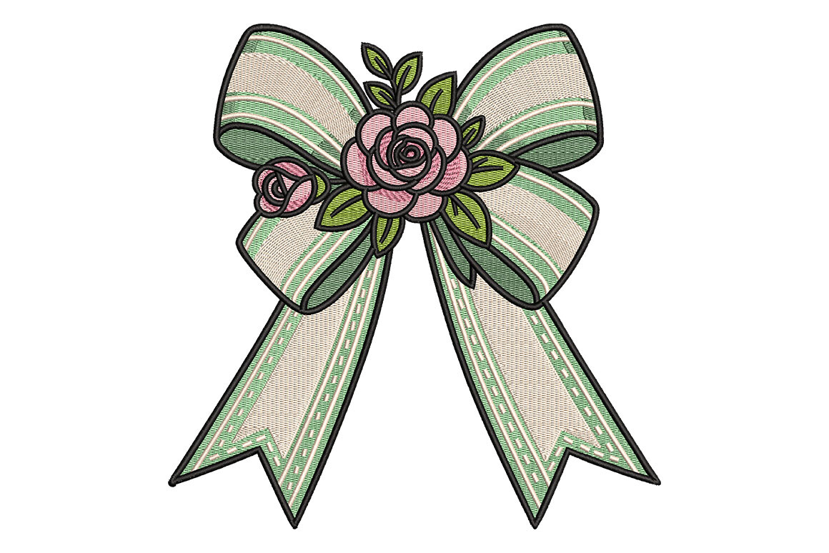 Charming Rose Bow Embroidery
