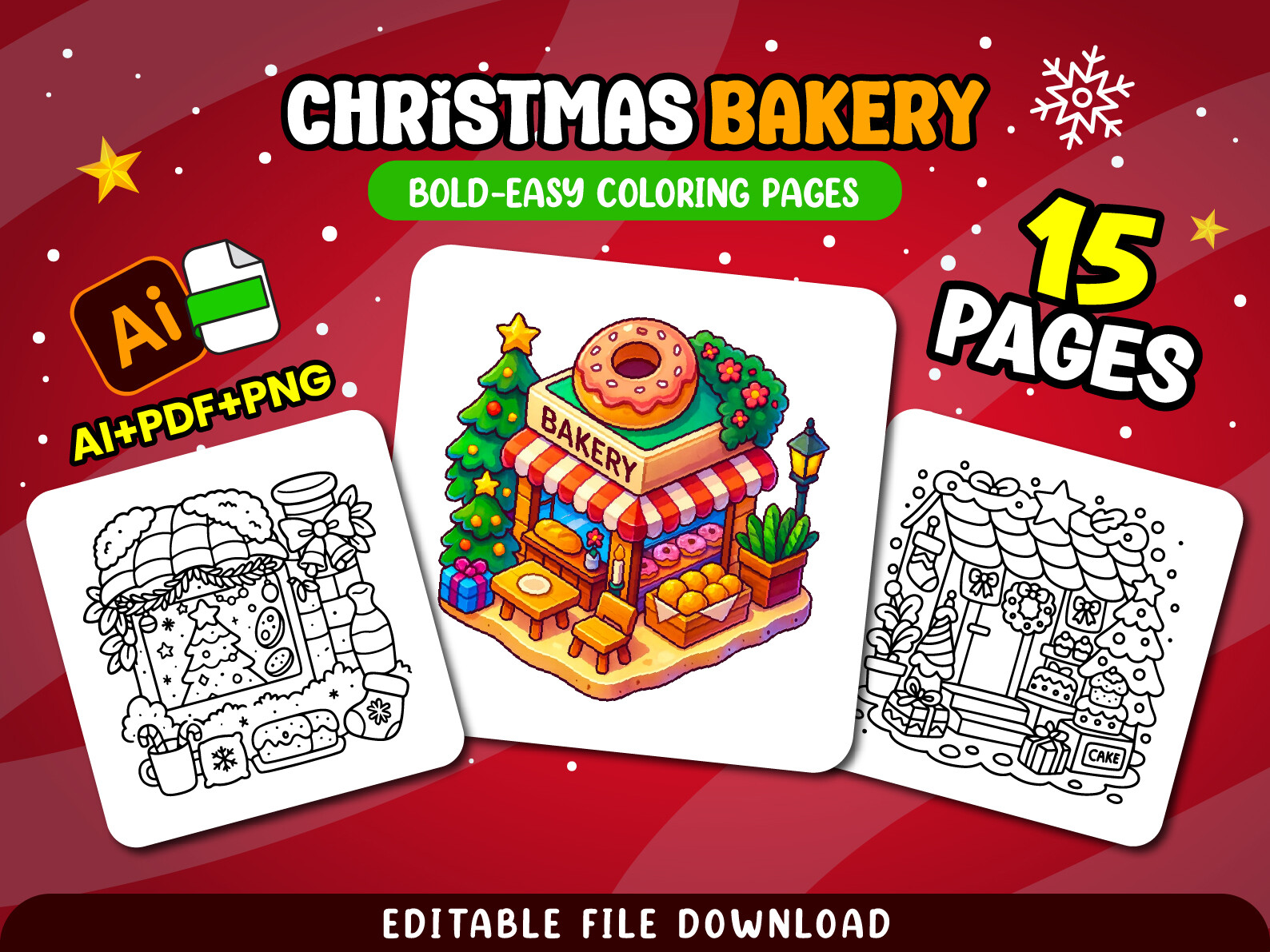 Christmas Bakery Cozy Coloring Pages